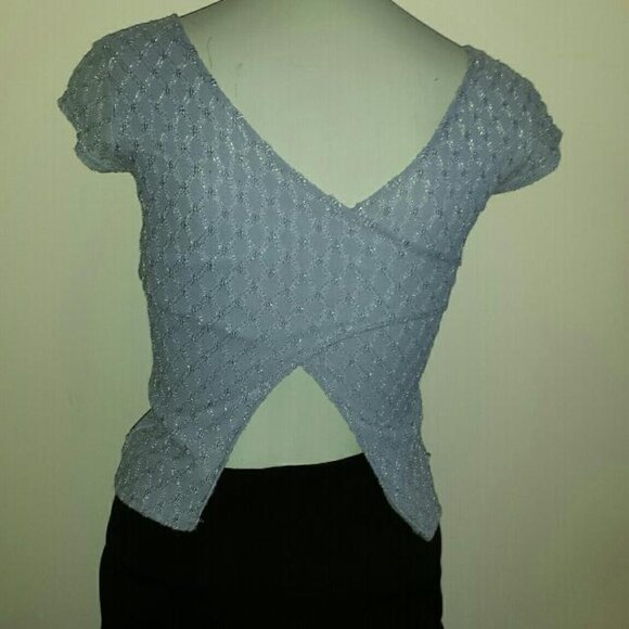 Awear Baby Blue Metallic Knit Top – XS, EUC - Picture 3 of 3